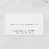 Kochs-Restaurant und Catering mit Platte Visitenkarte (Rückseite)