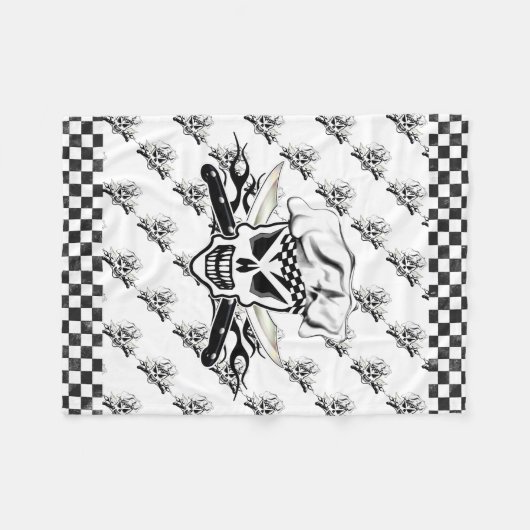 Kochs-Schädel und lodernde Kochs-Messer 2 Fleecedecke (Vorderseite (Horizontal))