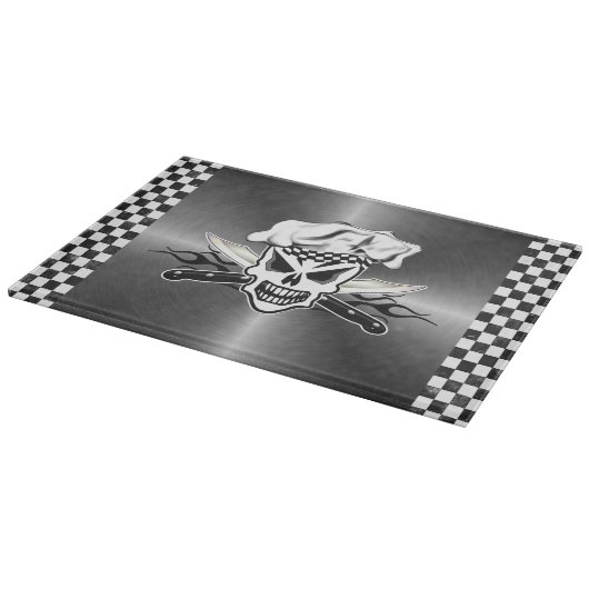 Kochs-Schädel und lodernde Kochs-Messer 2 Schneidebrett (Ecke)