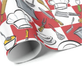 Kochs-Werkzeug-Schachbrett Geschenkpapier (Rolleneckpunkt)