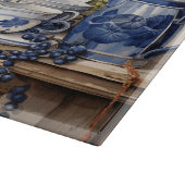 Kochschelf Blau Weiße Geschirr Orangen Schneidebrett (Ecke)