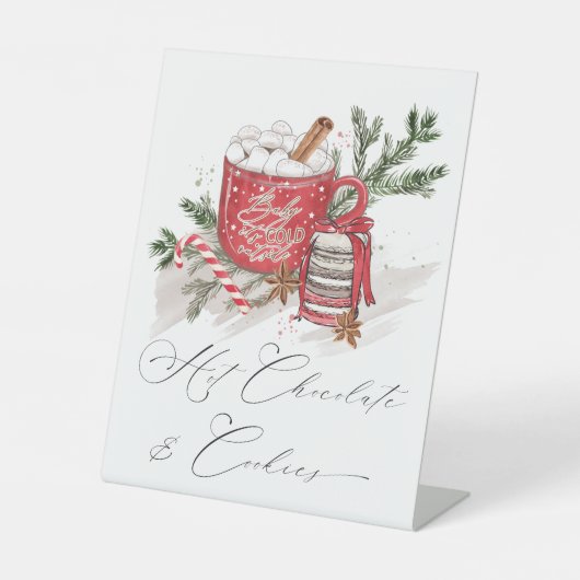 Kochschokolade und Kochgeschirr WinterBaby-Dusche Sockelschild (Vorderseite)