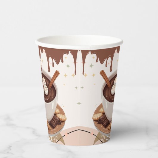 Kochschokolade und Kochgeschirr Winterdusche Pappbecher (Rechts)