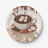 Kochschokolade und Kochgeschirr Winterdusche Pappteller (Vorderseite)