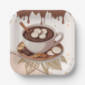 Kochschokolade und Kochgeschirr Winterdusche Pappteller (Vorderseite)