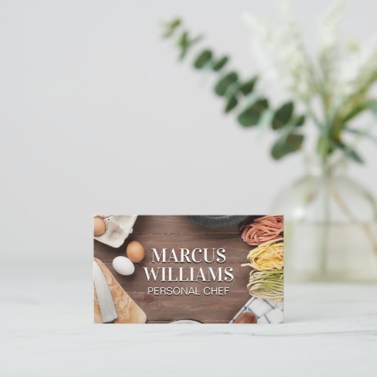 Kochstation | Pastas | Utensils Visitenkarte (Stehend Vorderseite)