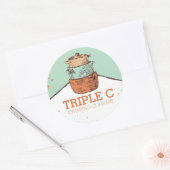 Kochtöpfe mit Retro-Stack, Küchenchef Runder Aufkleber (Umschlag)