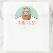 Kochtöpfe mit Retro-Stack, Küchenchef Runder Aufkleber (Tasche)