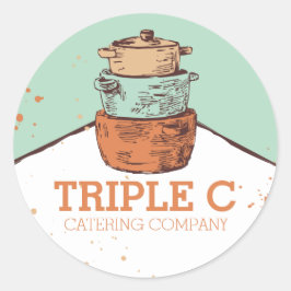 Kochtöpfe mit Retro-Stack, Küchenchef Runder Aufkleber