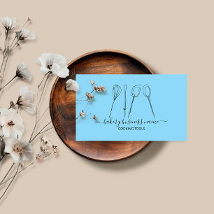 Kochutensilien Bäckerei hausgemachtes Essen blau Visitenkarte