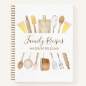 Kochutensilien Familienrezepte Kochbuch Notizblock (Vorderseite)