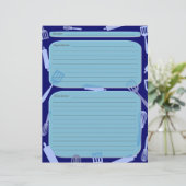 Kochutensilien in Blautönen - Rezeptseite (Stehend Vorderseite)