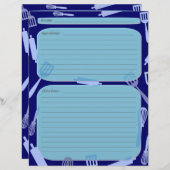 Kochutensilien in Blautönen - Rezeptseite (Vorne/Hinten)