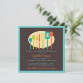 Kochutensilien Stock das Küchen Brautparty Einladung (Stehend Vorderseite)