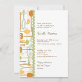 Kochutensilien Stock die Küche Retro-Dusche Einladung (Vorderseite)