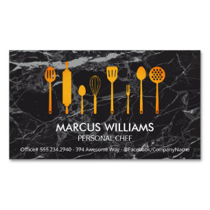 Kochwerkzeuge   Schwarzer Marmor Magnetische Visitenkarte