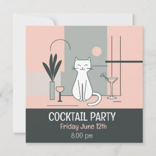 Kocktailparty-Katzen im Retro-Stil, einfache Katze Einladung