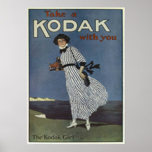 Kodak Girl Vintage englisches Werbeplakat Poster