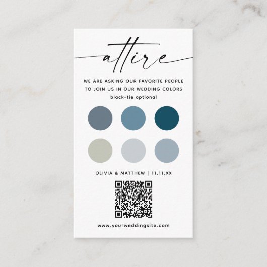 Kode für kaltes Hochzeitkleid + QR-Code | Kleidung Begleitkarte (Vorderseite)