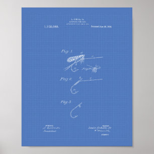 Köder 1914 Patent Kunst Blaupause Poster