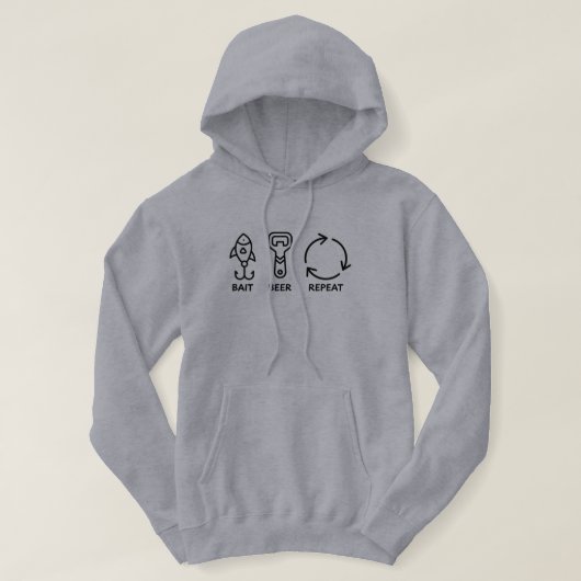 Köder. Bier. Wiederholen. Lustiger Fischfang Hoodie (Design vorne)