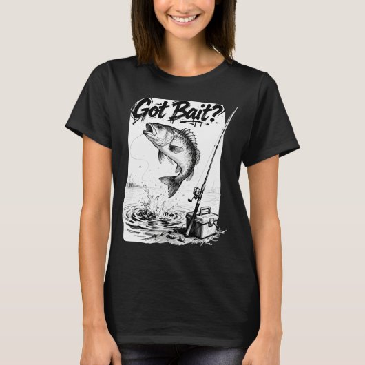 Köder dabei? – Handgezeichnete Bassfischerei-Skizz T-Shirt (Vorderseite)