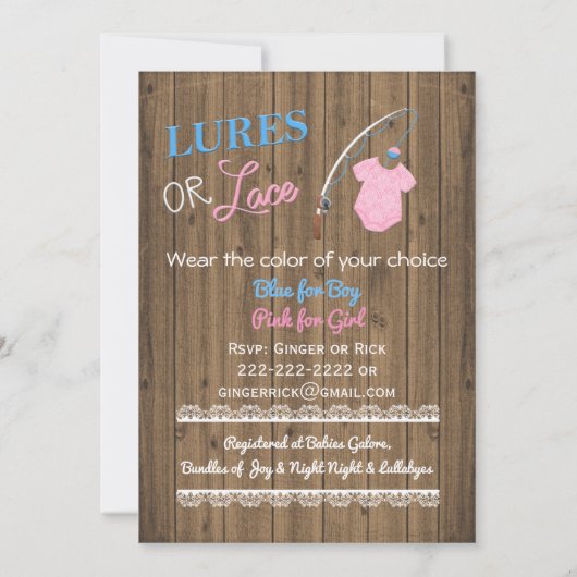 Köder oder Spitze-hölzernes Geschlecht decken Einladung (Rückseite)