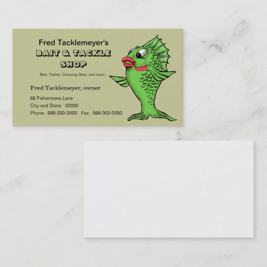 Köder-u. Gerät-Geschäft, Fischereiausrüstung Visitenkarte (Vorne/Hinten)