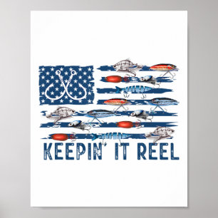 Köderflagge Angler B Fisch halten Reel Poster