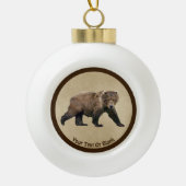 Kodiak-Bär auf altem Papier Keramik Kugel-Ornament (Vorderseite)