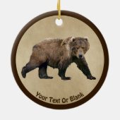 Kodiak-Bär auf altem Papier Keramik Ornament (Hinten)