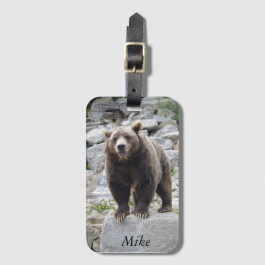Kodiak-Bär Stehend auf einem Felsen Gepäckanhänger (Vorderseite Vertikal)
