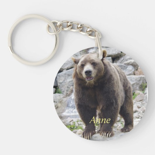 Kodiak-Bär Stehend auf einem Felsen Schlüsselanhänger (Vorderseite)