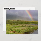 Kodiak Bären unter dem Regenbogen Postkarte (Vorne/Hinten)