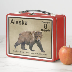 Kodiak Bear - Alaska Postage Metall Lunch Box