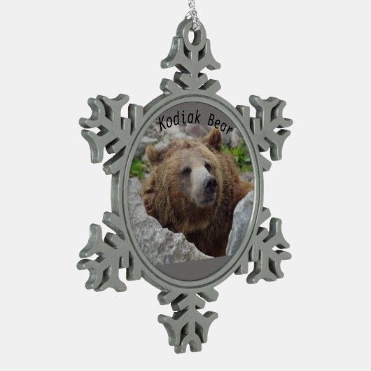 Kodiak Bear Schneeflocken Zinn-Ornament (Links)