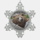 Kodiak Bear Schneeflocken Zinn-Ornament (Vorderseite)