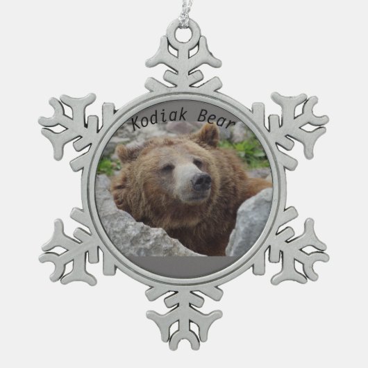 Kodiak Bear Schneeflocken Zinn-Ornament (Vorderseite)