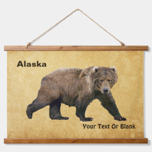 Kodiak Bear Wandteppich Mit Holzrahmen