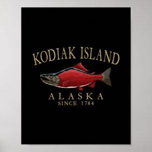 Kodiak Island Alaska Lachs Seit 1784 Gebogen Beige Poster