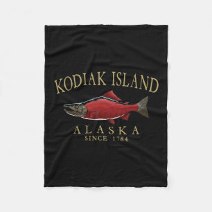Kodiak Island Alaska Lachs Seit 1784 Gebogen Tan Fleecedecke