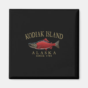 Kodiak Island Alaska Lachs Seit 1784 Gebogener Tan Magnet
