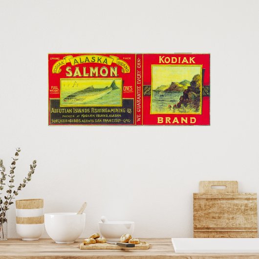 Kodiak Lachs kann LabelKodiak Island, AK Poster (Küche)