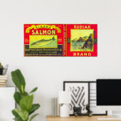 Kodiak Lachs kann LabelKodiak Island, AK Poster (Heimbüro)