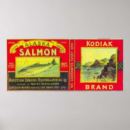 Kodiak Lachs kann LabelKodiak Island, AK Poster (Vorne)