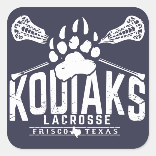 Kodiak Lacrosse - Square Blue Sticker (Vorderseite)