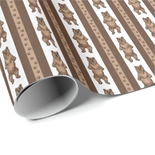 Kodiakbär-Streifen Geschenkpapier (Rolleneckpunkt)