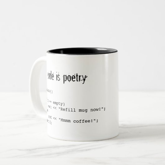 Kodieren Sie ist Poesie Zweifarbige Tasse (Vorderseite Links)