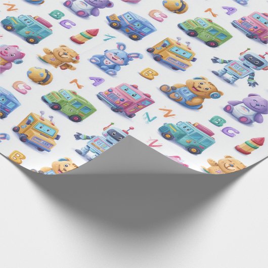 Kodiermaskottchen mit Robotern lehren ABC auf spie Geschenkpapier (Ecke)