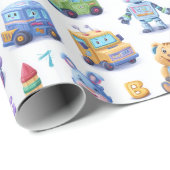 Kodiermaskottchen mit Robotern lehren ABC auf spie Geschenkpapier (Rolleneckpunkt)